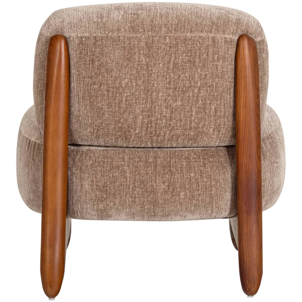 WOOOD Runi Fauteuil - Hout/Velvet - Paars/Bruin - 69x64x72, foto 3