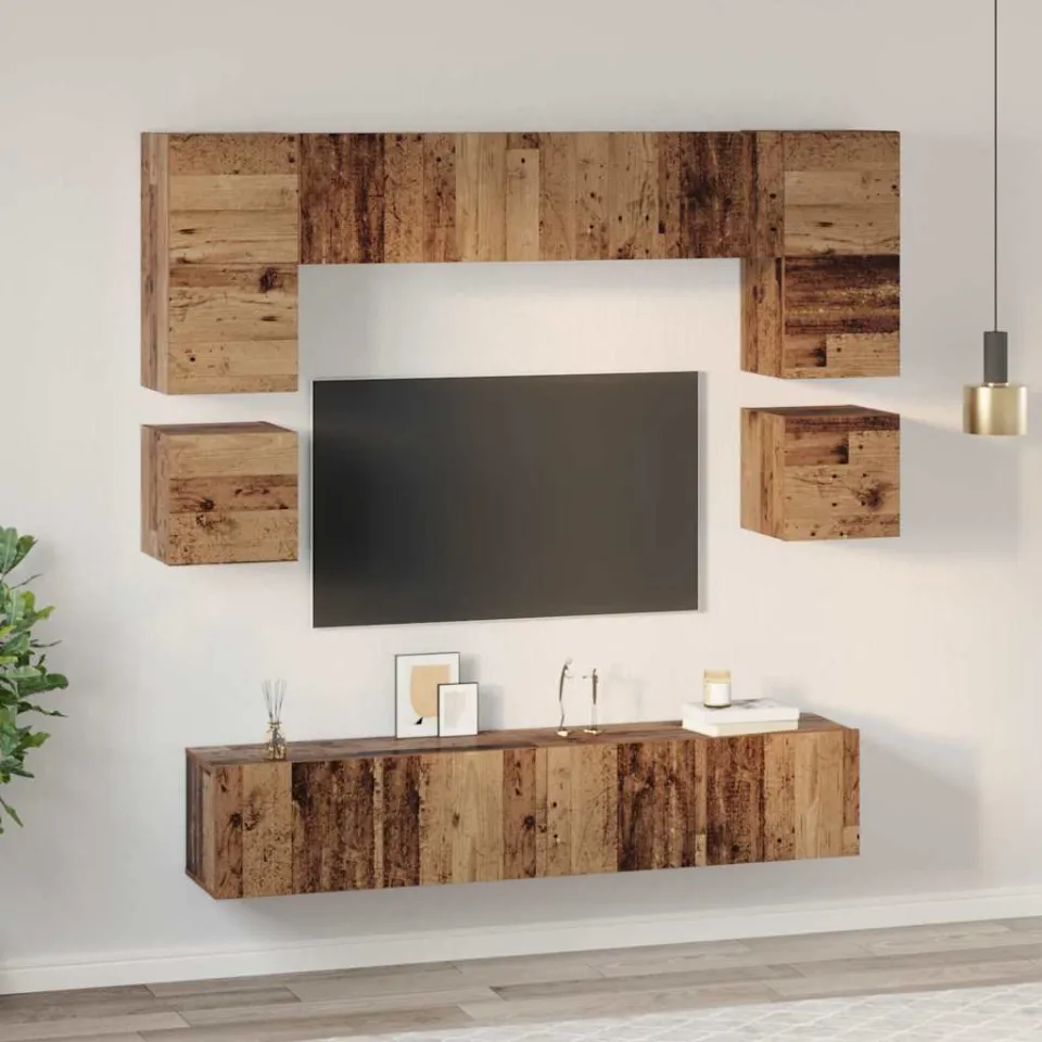 vidaXL Tv-meubelset 8 st 80 x 30 x 30 cm Oud Hout bruin, foto 4
