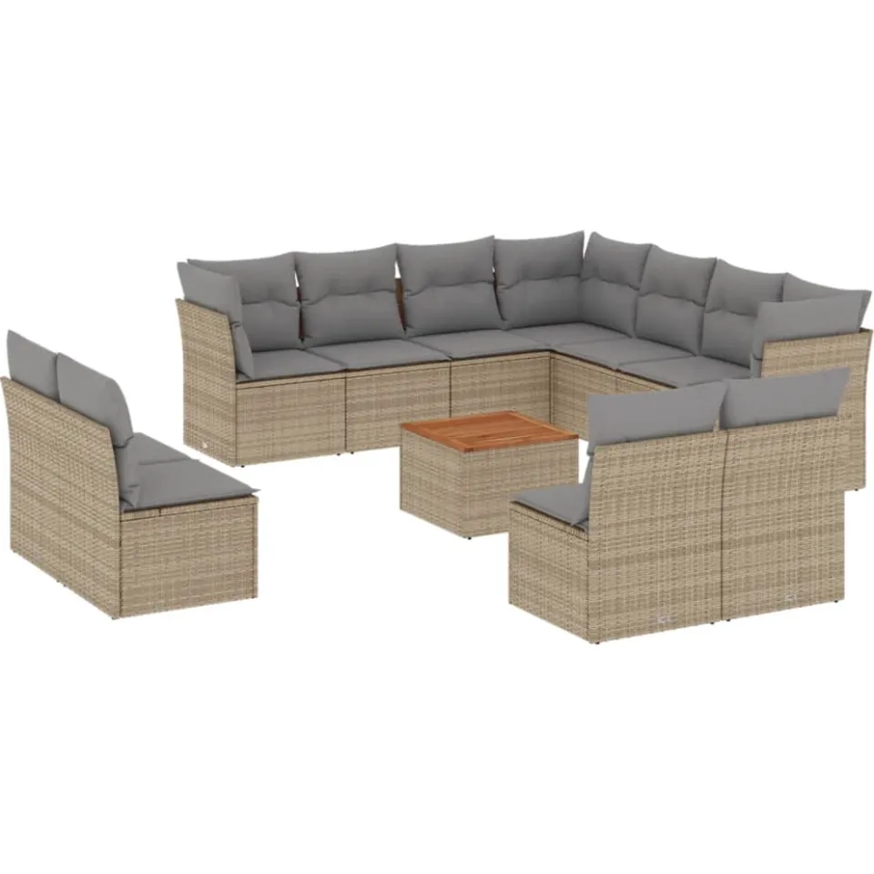vidaXL Patio Sofa Set 11-zits Mix Beige en Lichtgrijs, foto 3