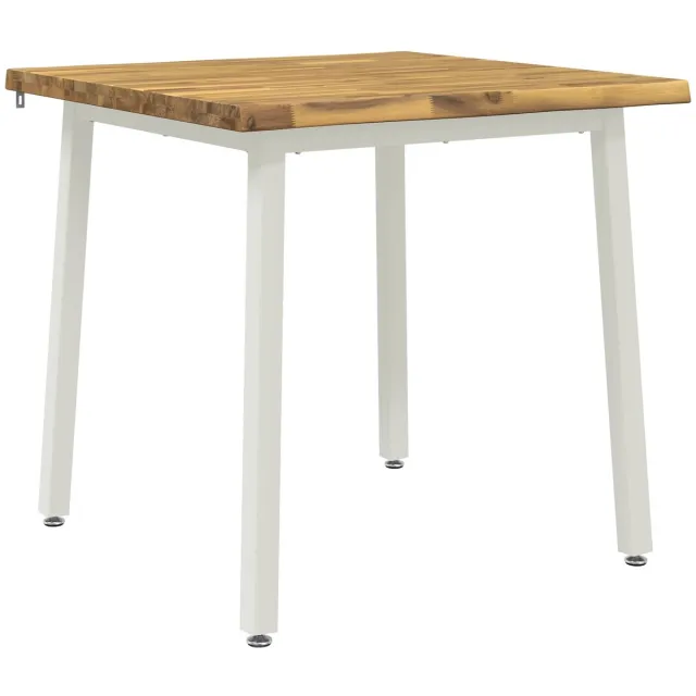 vidaXL Eettafel - met - levendige - rand - 90 - x - 90 - x - 75 - cm - Massief - Acacia - Hout Whitewash en wit