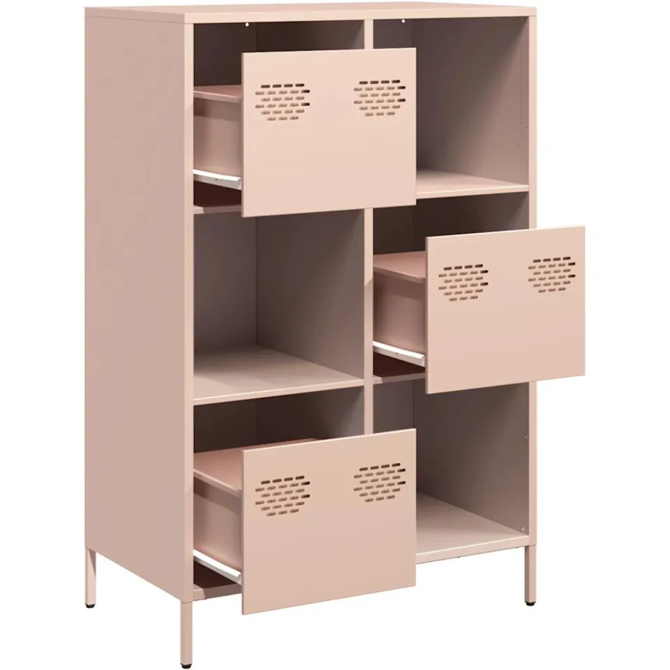 vidaXL Hoge kast 68x39x103,5 cm staal roze, foto 3
