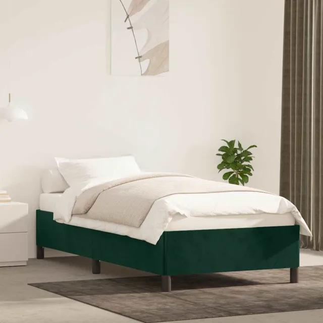 vidaXL Bedframe zonder matras 90x190 cm fluweel donkergroen groen