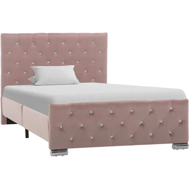 vidaXL Bedframe fluweel roze 100x200 cm