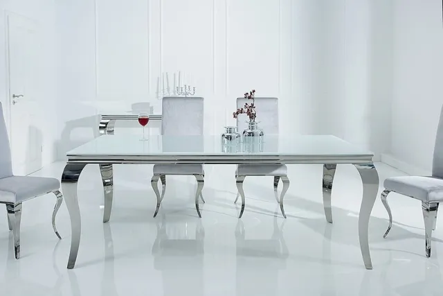 Invicta Interior Eettafel Modern Barok 180cm wit zilver/ 37903 - 6537903 Zie omschrijving
