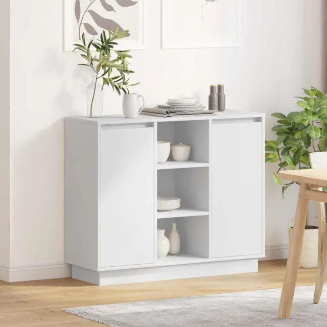 vidaXL LED Sideboard Wit 90 x 32 x 75 cm Bewerkt hout, foto 2