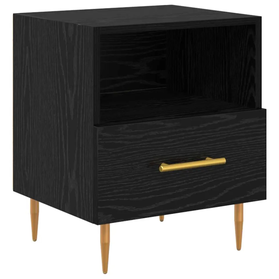 vidaXL Nachtkastje Zwart 40 x 35 x 47,5 cm Bewerkt hout, foto 3