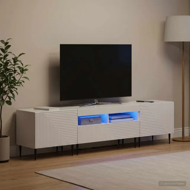 vidaXL 3-delige LED TV-kast Hoogglans Wit Bewerkt hout