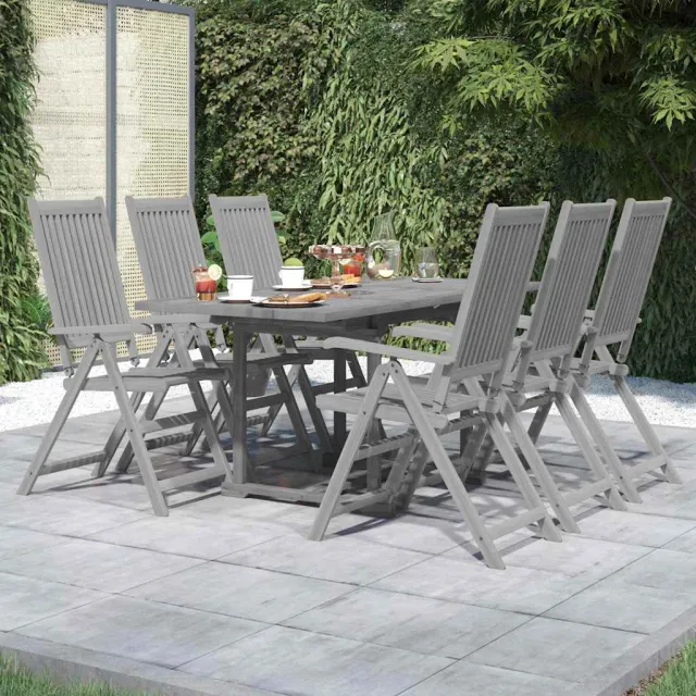 vidaXL 7-delige Tuinset massief acaciahout grijs, foto 2