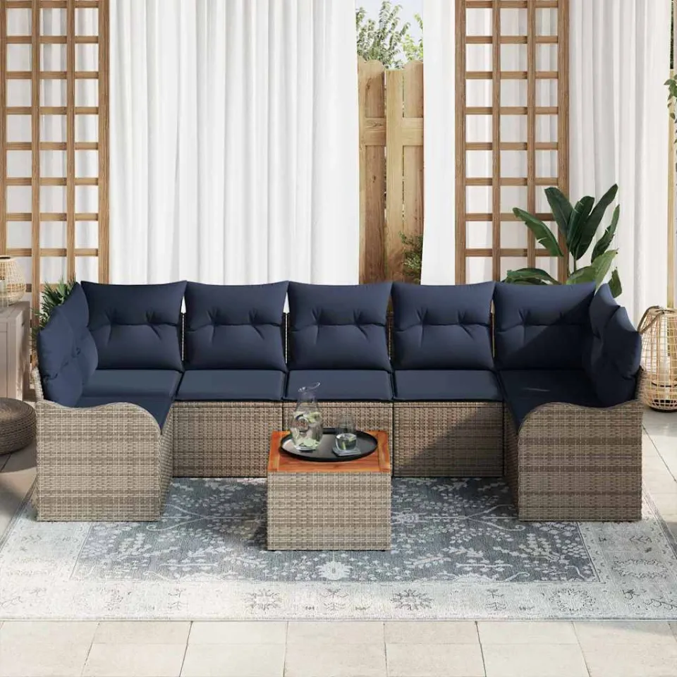 vidaXL Tuinbankenset 8 st Grijs poly rattan, foto 3