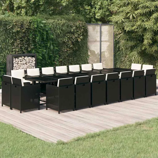vidaXL 19-delige Tuinset met kussens poly rattan zwart, foto 2