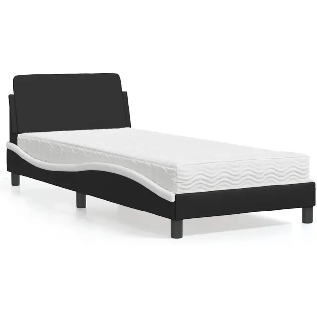 vidaXL Bed met matras "Dover" kunstleer zwart en wit 80x200 cm