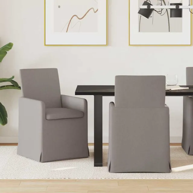 vidaXL Eettafelstoelen 2 st Stof Taupe 57 x 68 x 94 cm, foto 2