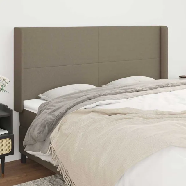 vidaXL Hoofdbord met randen 203x16x118/128 cm stof taupe