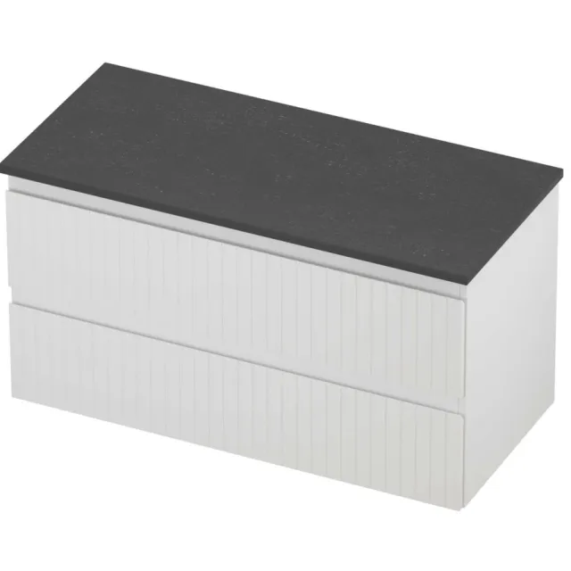 Proline Deck Badmeubelset Hardsteen Symmetrisch Gefreesd 100x46x55 cm Blue Stone Mat Wit