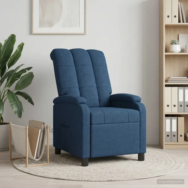 vidaXL Massage Recliner Blauw Stof