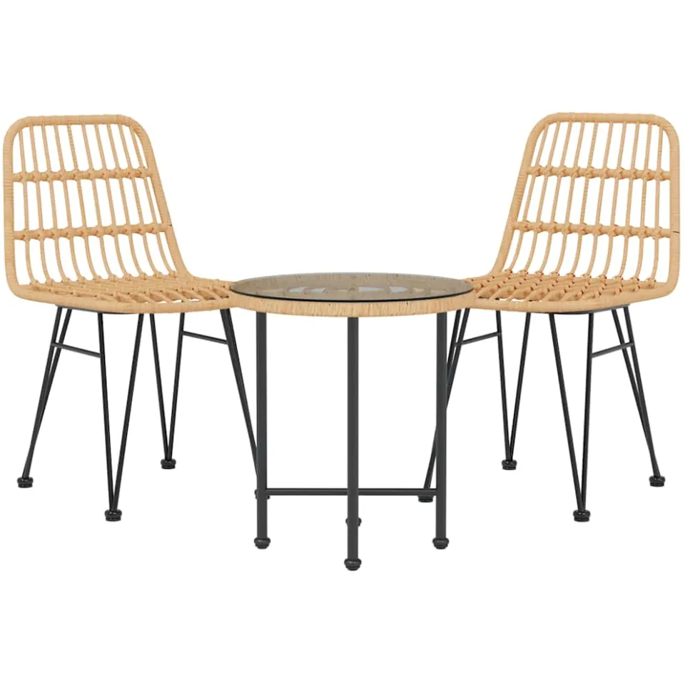 vidaXL 3-delige Tuinset poly rattan Bruin