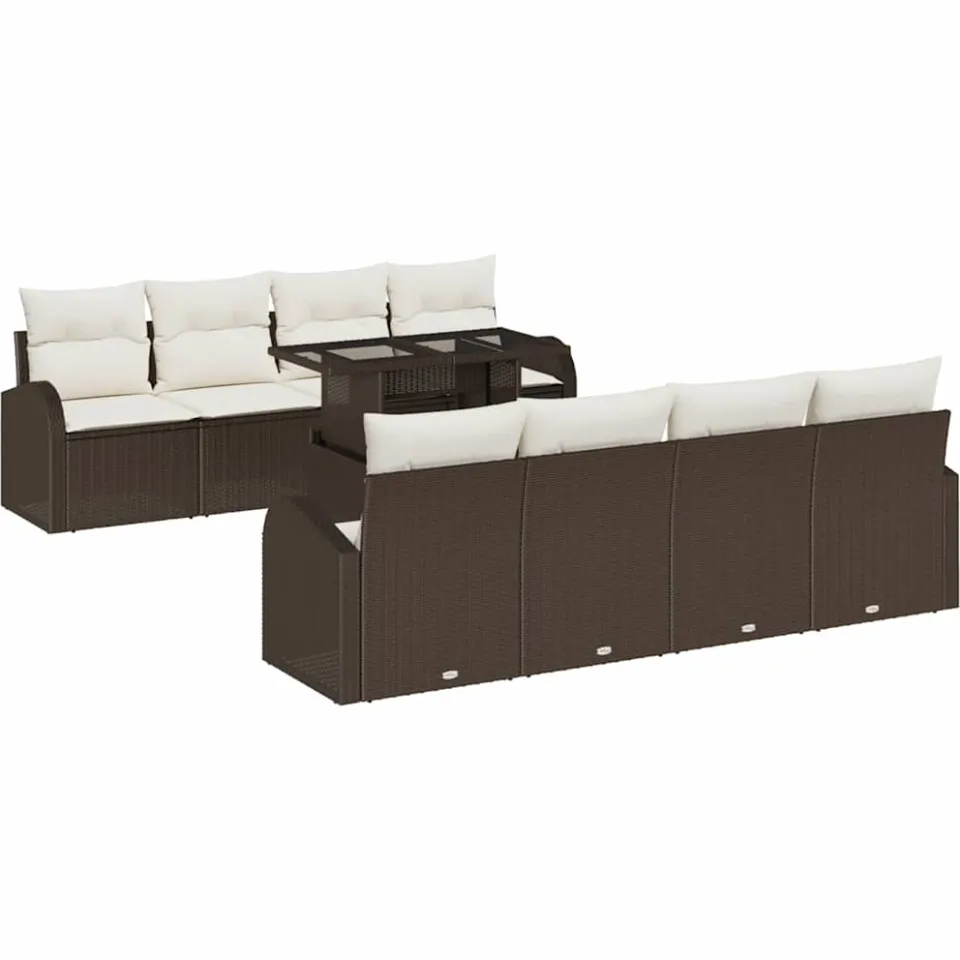 vidaXL Tuin Sofa Set 9 st Bruin poly rattan
