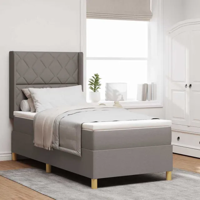 vidaXL Boxspringbed met hoofdeinde Taupe 90 x 200 cm Stof