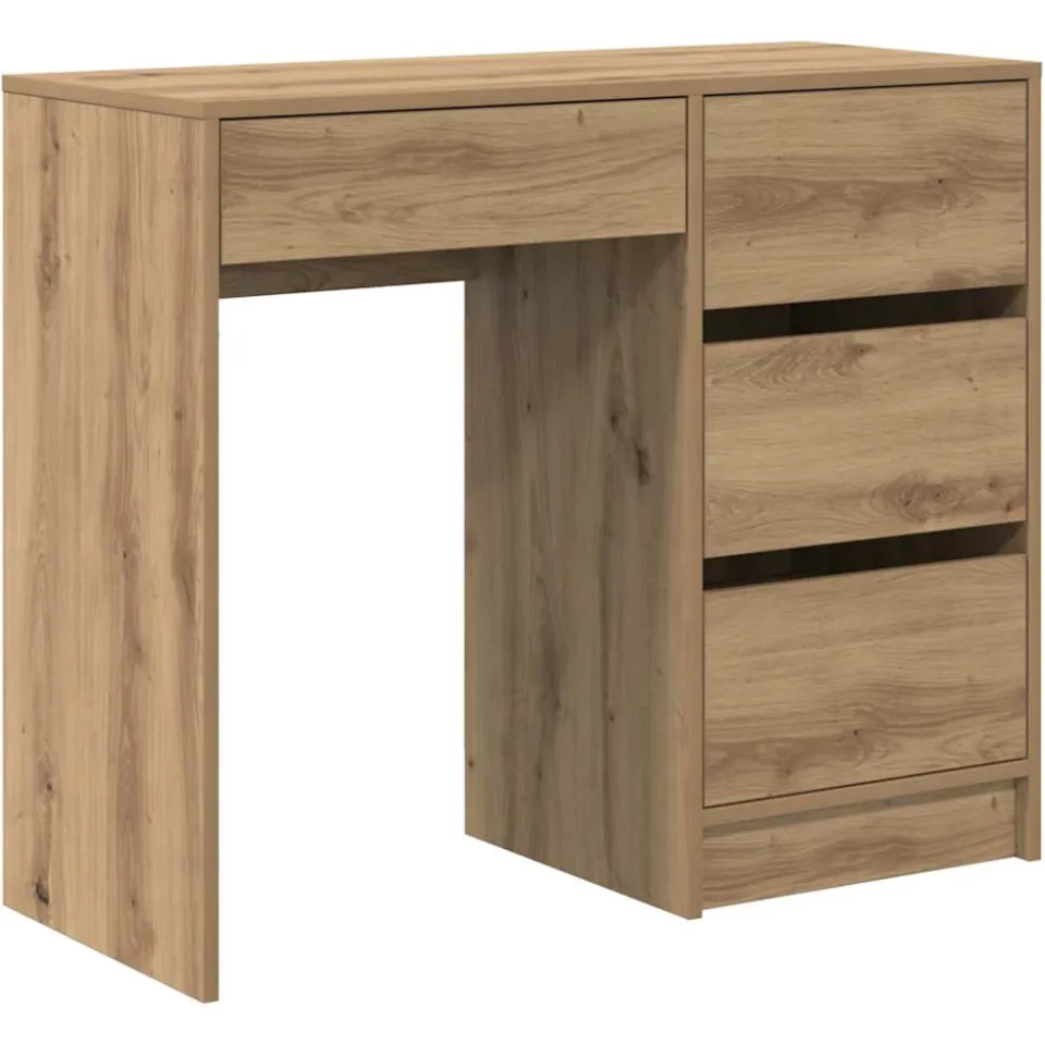 vidaXL Bureau Artisan Eiken 90 x 37,5 x 75 cm Bewerkt hout, foto 3