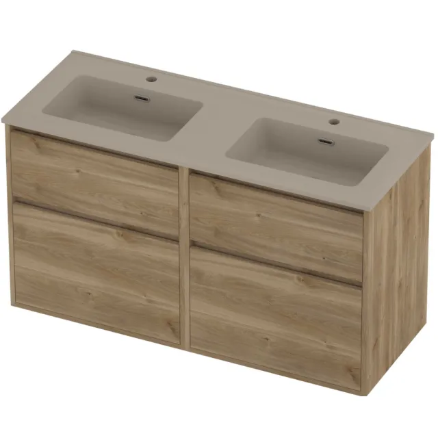 Proline Tribute Badmeubelset Porselein Elegant 4 Laden 120x46x67 cm Mat Crème Cotton Cider Oak Eiken