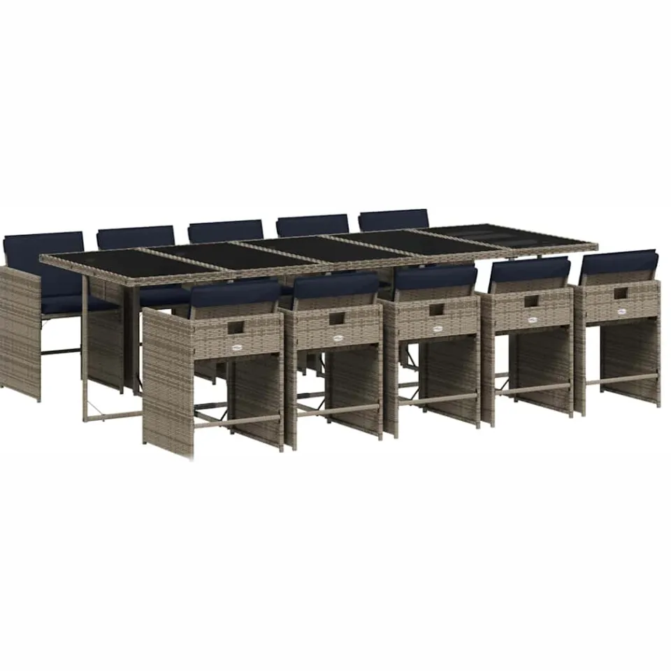 vidaXL 11-delige tuinset met kussens, grijs polyrotan, foto 3