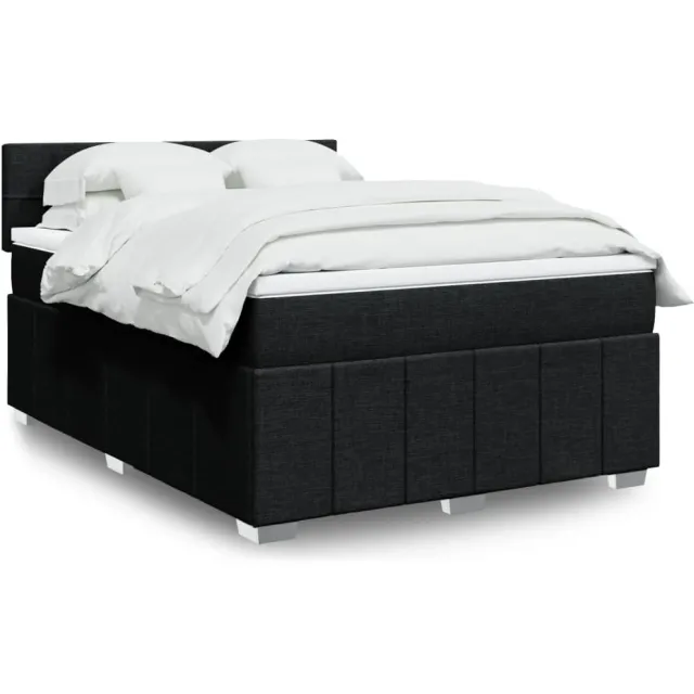 vidaXL Boxspring met matras stof zwart 160x200 cm