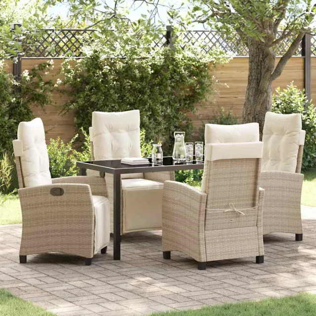 vidaXL Tuin eettafelset 5 st Beige poly rattan, foto 2