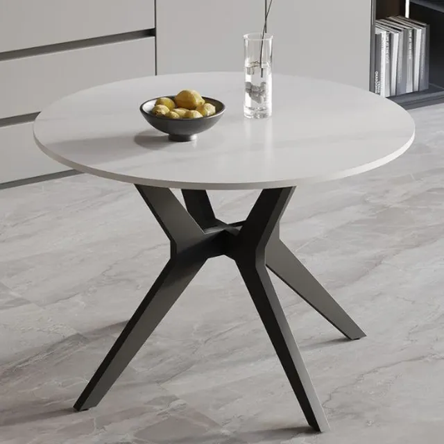 Rousseau Ronde tafel Apollo | Ø110 x 76 cm | Wit-imitatie marmer