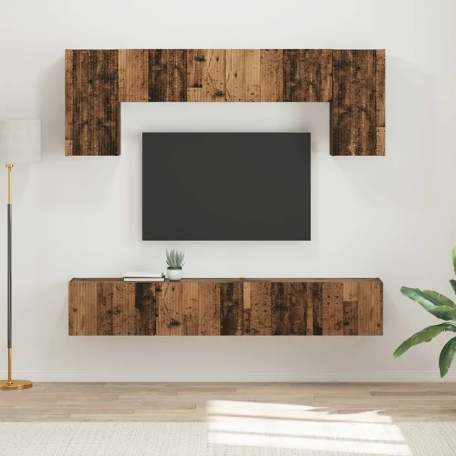 vidaXL Tv-meubelset 4 st Oudhout Bewerkt hout Bruin