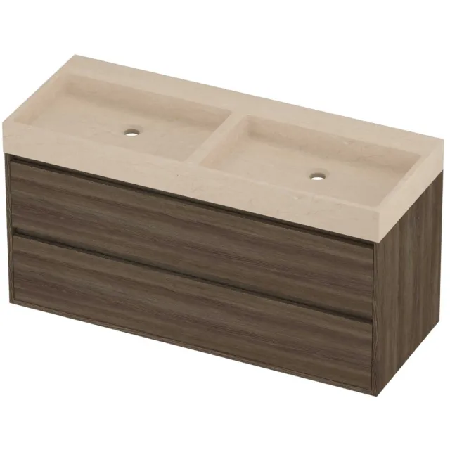 Proline Evoli Badmeubelset Hardsteen Loft Dubbel 120x46x62 cm Sand Stone Vital Oak Eiken