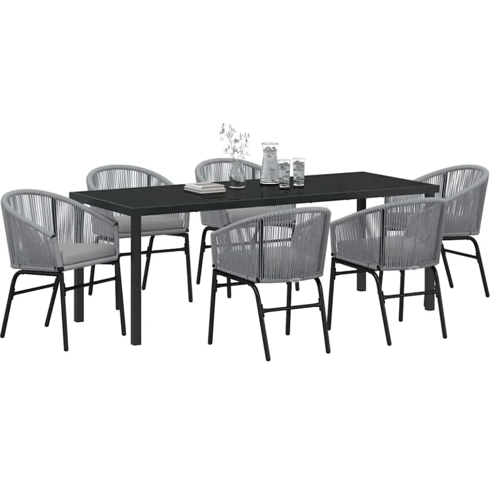 vidaXL Tuin eettafelset 7 st Antraciet Gepoedercoat staal Anthraciet