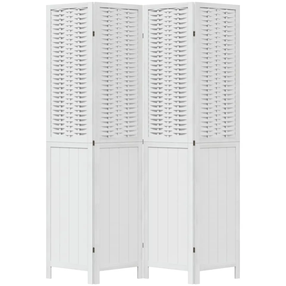 vidaXL Kamerscherm met 4 panelen massief paulowniahout wit, foto 4