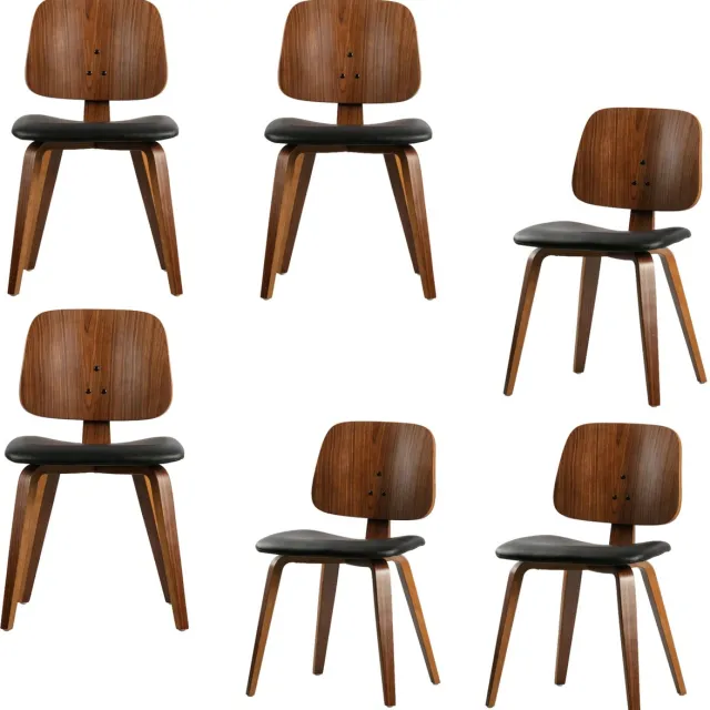vtwonen Classic Eetkamerstoelen - Hout - Zwart/Walnoot - Set van 6