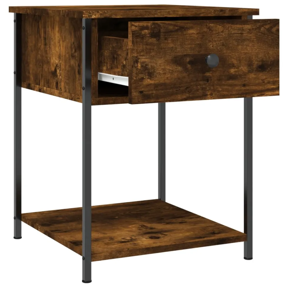 vidaXL Nachtkastjes 2 st 44x45x58 cm bewerkt hout gerookt eikenkleurig, foto 4