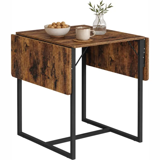Acaza Eettafel - Plooitafel - Inklapbare Tafel - Vouwtafel - Eettafel Inklapbaar - 3 Standen - Ruimtebesparend - Stevige Tafel voor Kleine Ruimte/Kot/Appartement Vintage bruin