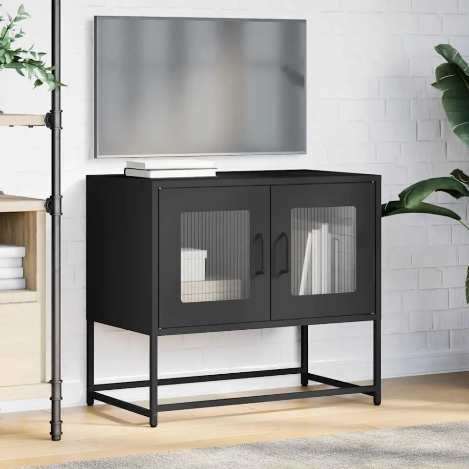 vidaXL Tv-meubel 68x39x60,5 cm koudgewalst staal zwart, foto 2