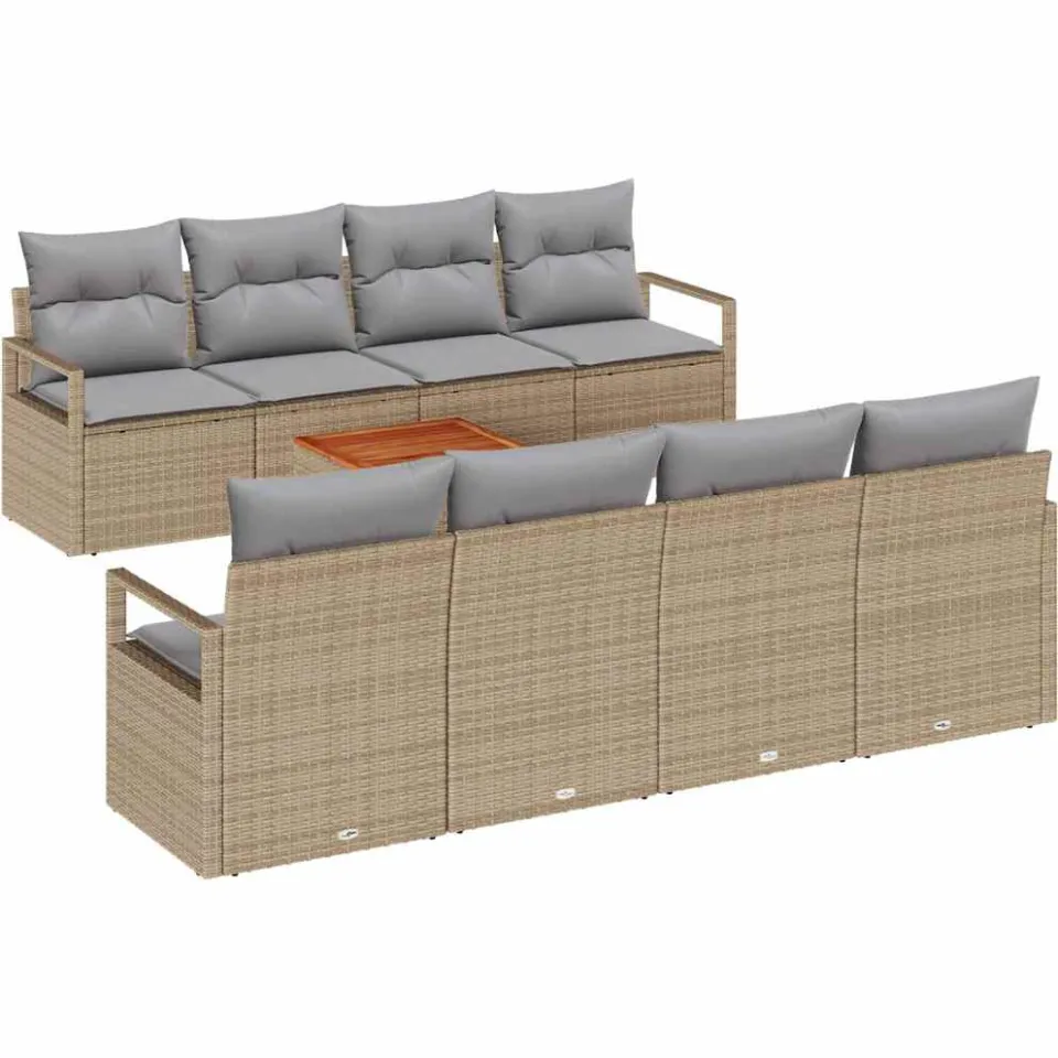 vidaXL Tuinbankenset 9 st Beige poly rattan