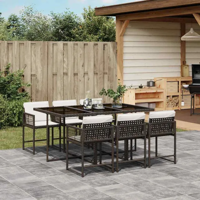 vidaXL 7-delige Tuinset met kussens poly rattan bruin, foto 2