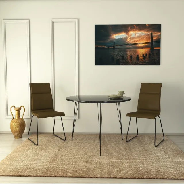 Skye Decor , Tafel, Sandalf - Royal, Gemelamineerde spaanplaat, Zwart & Wit, 90 x 90 x 75 cm