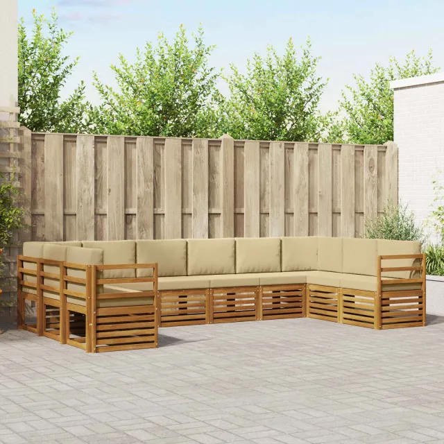 vidaXL Buiten bankenset 10 st 10-zits Natuurlijk en Beige Bruin