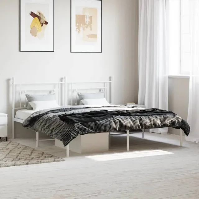 vidaXL Bedframe met hoofdbord metaal wit 183x213 cm