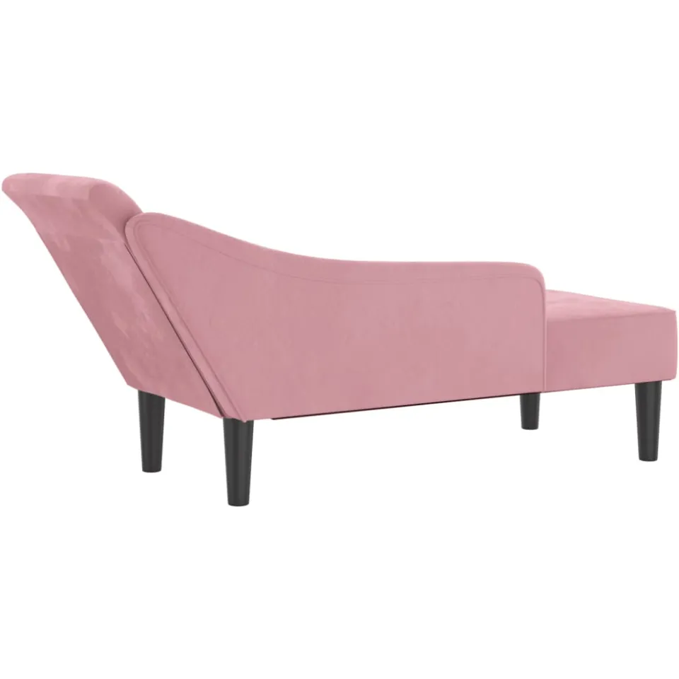 vidaXL Chaise longue met kussens fluweel roze, foto 4