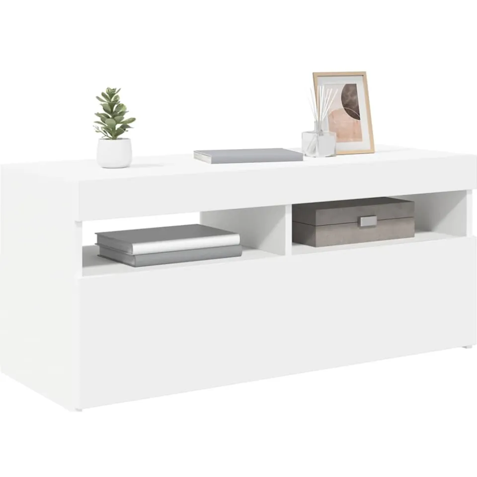 vidaXL Tv-meubel met LED-verlichting 90x35x40 cm wit