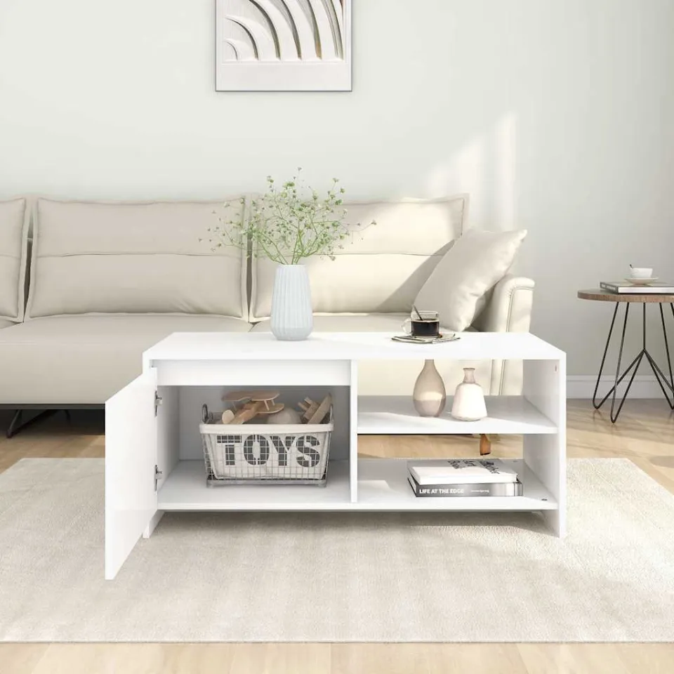 vidaXL Salontafel 102x50x45 cm bewerkt hout wit, foto 3