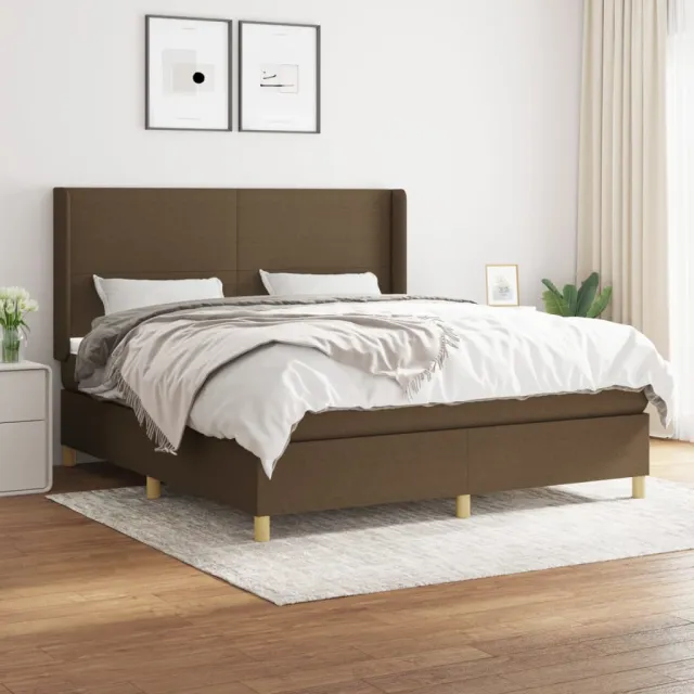vidaXL Boxspring met matras stof donkerbruin 180x200 cm bruin