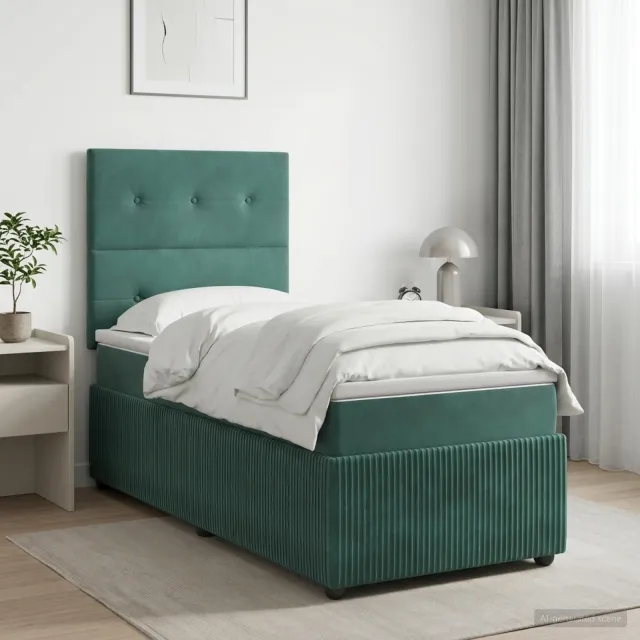 vidaXL Boxspringbed met matras Donkergroen 100 x 200 cm Fluweel
