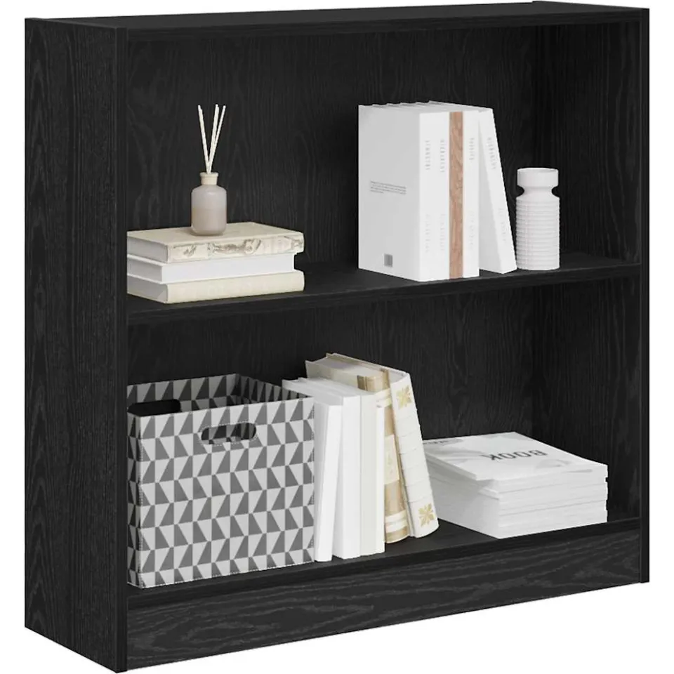 vidaXL Boekenkast 80 x 24 x 76 cm Bewerkt hout Zwart Eiken, foto 2