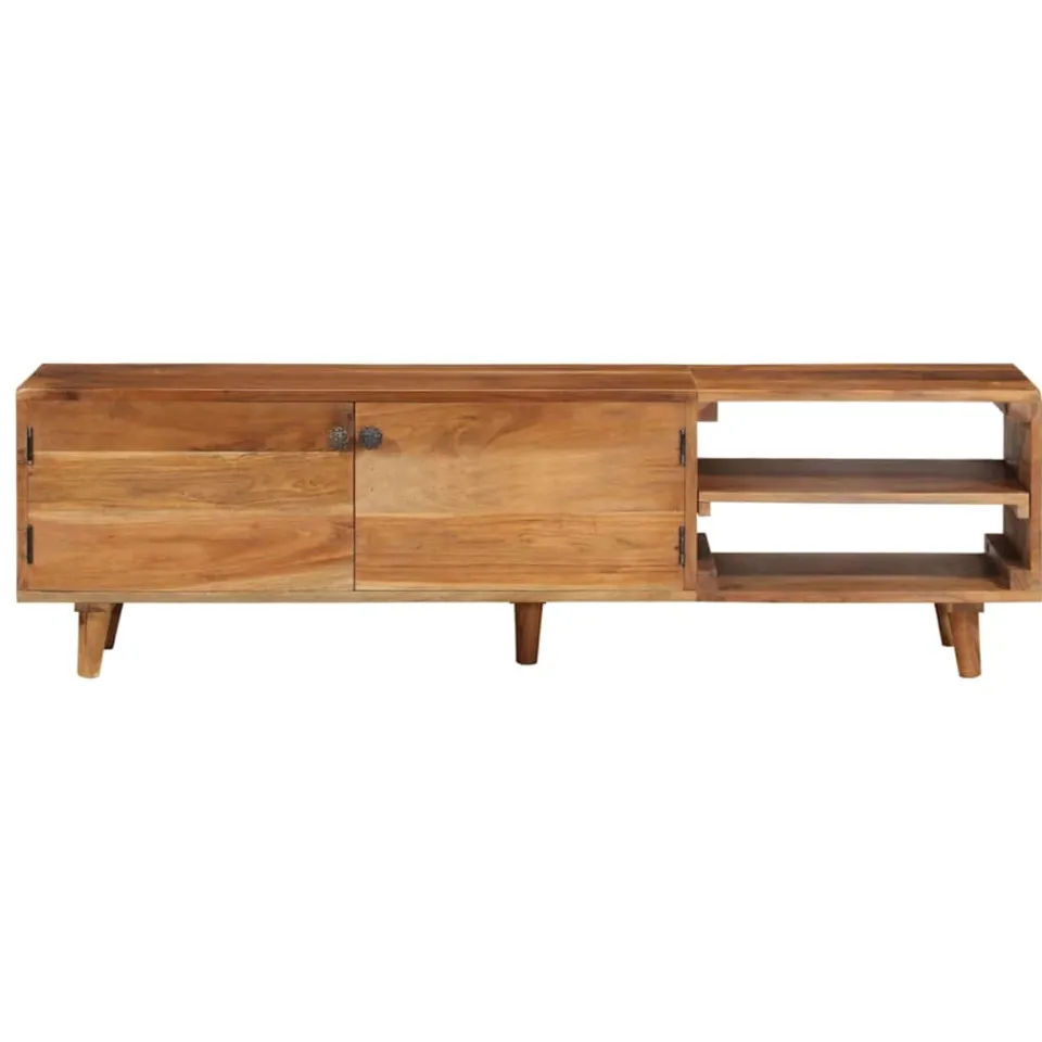 vidaXL Tv-meubel 140x30x40 cm massief acaciahout met hongingafwerking Bruin