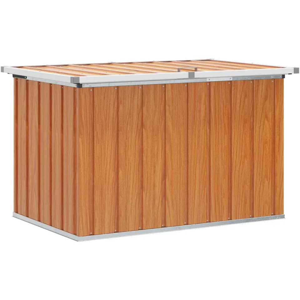 vidaXL Buitenopslagdoos Hout 109 x 67 x 65 cm Gegalvaniseerd staal bruin, foto 3