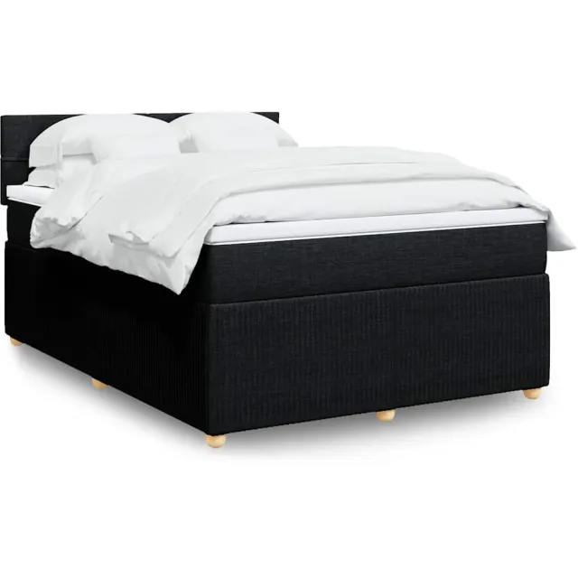 vidaXL Boxspring met matras stof zwart 140x200 cm